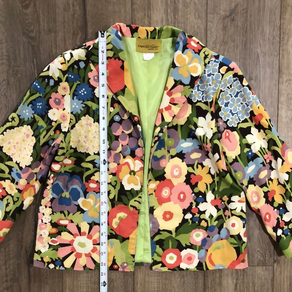 Like new - PAINTED PONY Women's 100% Cotton Floral Blazer Jacket - Picture 8 of 10